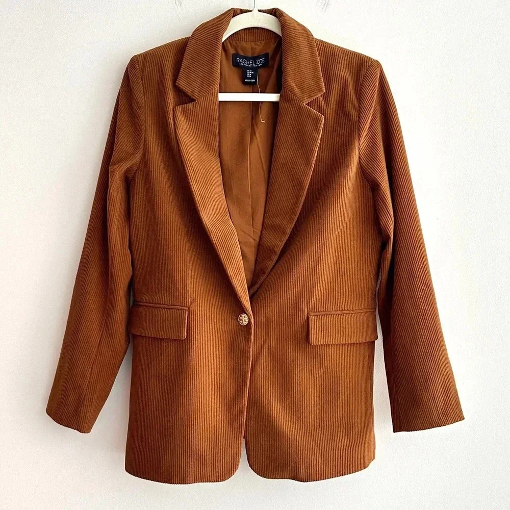 Rachel Zoe Brown Corduroy Blazer, 70s Inspired Jacket, Size Medium